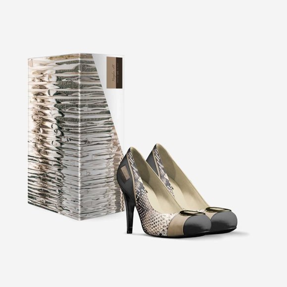 Tan and Black Stiletto Buckle High Heel